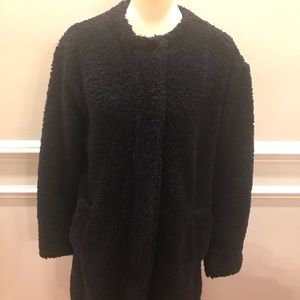 Navy Blue Long Teddy Coat